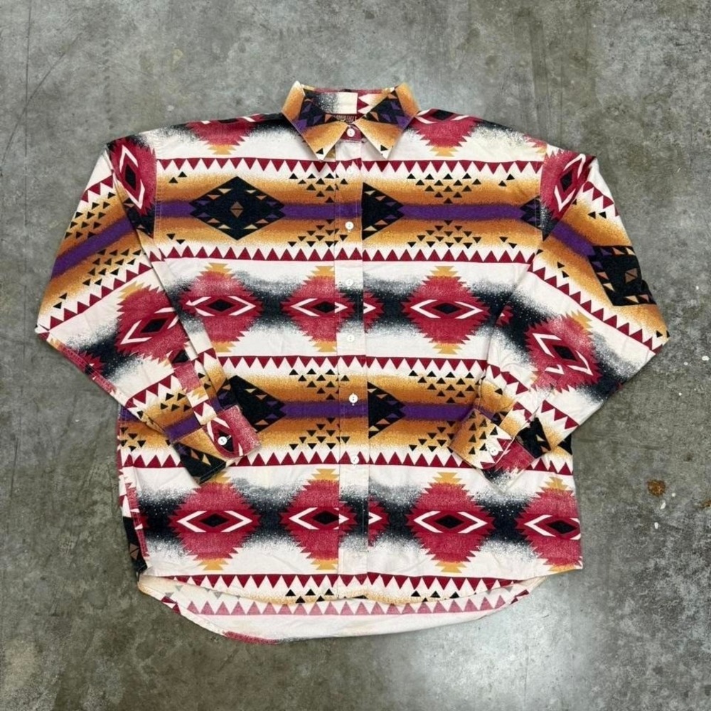 Vintage American Eagle‎ Aztec Pattern Button Up Long Sleeve Size L